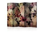 artgeist , Rosa, Beige , Holz, Textil , Kiefer , massiv , Blume , 225x172x3 cm , Motiv auf Vorder- und Rückseite , Kleinmöbel, Paravents
