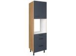 Nobilia , Blau, Eichefarben , Holzwerkstoff , 1 Fächer , 3 Schublade(n) Schubladen , nur wie online abgebildet bestellbar , 60x216.6x58 cm , Blauer Engel, Pefc, Goldenes M, Made in Germany, DGM-Klimapakt ,
