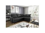 Livetastic , Schwarz , Textil, Leder , Echtleder , Rindleder , Buche , Füllung: Silikon , Ottomane rechts, L-Form , 227x168 cm , Made in EU , Bettkasten erhältlich, Fußauswahl, Lederauswahl, Stoffauswahl, Bettfunktion erhältlich, Hocker erhältlich, Rücken echt , Wohnzimmer, Sofas & Couches, Schlafsofas, Ecksofas mit Schlaffunktion