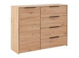 Möbelix , Eiche Artisan , Holzwerkstoff , 1 Fächer , 4 Schublade(n) Schubladen , 114.6x93.4x38 cm , Kleinmöbel, Kommoden, Kommoden