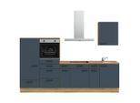 Nobilia , Blau, Eichefarben , Holzwerkstoff , 8 Schublade(n) Schubladen , nur wie online abgebildet bestellbar , 300 cm , Blauer Engel, Pefc, Goldenes M, Made in Germany, DGM-Klimapakt , seitenverkehrt erhältlich, vormontierter Korpus, Anti-Fingerprint ,