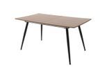 Mid.you , Schwarz, Walnussfarben , Metall, Holzwerkstoff , rechteckig , 90x76x160-200 cm , ausziehbar ,