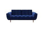 Playboy , Blau , Textil , Walnuss , massiv , Vintage , Füllung: Schaumstoff , 215x81.5x84.5 cm , Wohnzimmer, Sofas & Couches, Schlafsofas, Schlafsofas