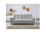 Mid.you , Hellgrau , Textil , Birke, Buche , Hartholz , Füllung: Silikon, Schaumstoffflocken,Polyurethan (Pur) , 222x93x99 cm , Made in EU , Rücken echt ,