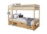 Mid.you , Kieferfarben , Holz , Kiefer , massiv , 90x200 cm , für Rollrost geeignet , Kinder- & Jugendzimmer, Kinderbetten, Hoch- & Stockbetten, Stockbetten