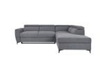 Mid.you , Dunkelgrau , Textil , Ottomane rechts, L-Form , 255x217 cm , Wohnzimmer, Sofas & Couches, Schlafsofas, Ecksofas mit Schlaffunktion