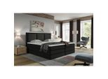 Mid.you , Schwarz , Textil , H2 + H3 , 7-Zonen , 200x200 cm , Bettkasten, gepolstertes Kopfteil, Topper durchgehend, Wendematratze mit unterschiedlichen Härtegraden, in verschiedenen Größen erhältlich ,