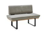 James Wood , Grau , Holz, Metall, Textil , Eiche , vollmassiv , 130x48x90 cm , in verschiedenen Größen erhältlich , Esszimmer, Bänke, Polsterbänke