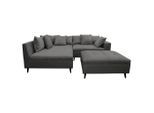 Mid.you , Grau , Textil , Birke , Füllung: Schaumstoffflocken,Schaumstoffflocken , Ottomane links, L-Form , 247x174 cm , Made in EU , Rücken echt, Armteil rechts ,