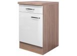 FlexWell , Sonoma Eiche, Weiß Hochglanz , Holzwerkstoff , 1 Fächer , 1 Schublade(n) Schubladen , einzeln stellbar , 50x86x60 cm , Made in Germany , individuell planbar ,
