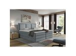 Mid.you , Dunkelgrau , Textil , H2 + H3 , 7-Zonen , 200x200 cm , Bettkasten, gepolstertes Kopfteil, Topper durchgehend, Wendematratze mit unterschiedlichen Härtegraden, in verschiedenen Größen erhältlich ,
