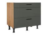 Nobilia , Grün, Eichefarben , Holzwerkstoff , 3 Schublade(n) Schubladen , einzeln stellbar , 90x87x56 cm , Blauer Engel, Pefc, Goldenes M, Made in Germany, DGM-Klimapakt ,