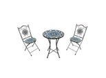Ambia Garden , Blau, Grün, Schwarz, Weiß , Metall, Keramik , 75 cm , Grüner Punkt, Europäischer Sicherheitsstandard , Stuhl klappbar, geeignet für Balkon , Gartenmöbel, Gartenmöbel-Sets, Gartengarnituren