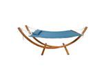 Ambia Garden , Blau, Lärchefarben , Holz, Textil , Lärche , 120x130x320 cm , Grüner Punkt, Europäischer Sicherheitsstandard, FSC 100% , Gartenmöbel, Relaxmöbel, Hängematten