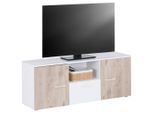 Möbelix , Weiß, Eichefarben , Holzwerkstoff , 2 Fächer , 1 Schublade(n) Schubladen , 135x54x37 cm , Wohnzimmer, TV-Möbel, TV- & Lowboards