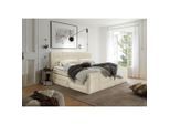 Mid.you , Creme , Textil, Holzwerkstoff , H3 + H4 , 7-Zonen , 180x200 cm , Bettkasten, gepolstertes Kopfteil, Topper durchgehend, Wendematratze mit unterschiedlichen Härtegraden, Matratze geteilt ,