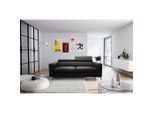 Livetastic , Schwarz , Textil, Leder , Echtleder , Rindleder , 206x95x101 cm , Made in EU , Rücken echt, Liegefunktion ,