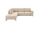 Mid.you , Beige , Textil , Füllung: Schaumstoff, Silikon , Ottomane links, L-Form , 275x257 cm , Made in EU , Typenauswahl, Liegefunktion, seitenverkehrt erhältlich, Rücken echt ,