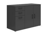 Möbelix , Graphitfarben , Holzwerkstoff , 5 Fächer , 2 Schublade(n) Schubladen , 120x83x52 cm , FSC MIX , Beimöbel erhältlich , Kleinmöbel, Kommoden, Kommoden