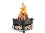 Möbelix , Schwarz , Metall , rund , 45 cm , Tragegriffe, Ablage für Holz , Freizeit im Garten, Gartenaccessoires, Feuerschalen