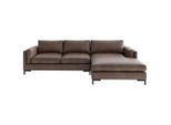 Livetastic , Braun , Textil , Füllung: Daunen, Silikon , Ottomane rechts, L-Form , 265x160 cm , Made in EU , Rücken echt , Wohnzimmer, Sofas & Couches, Wohnlandschaften, Ecksofas