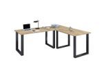 Mid.you , Schwarz, Honigeiche , Metall, Holzwerkstoff , 130x76x160 cm , Büromöbel, Schreibtische, Eckschreibtische