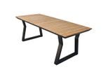 Beldano , Schwarz, Teakfarben , Holz, Metall , Teakholz , Hartholz , rechteckig , 200x90x75 cm , Gartenmöbel, Gartentische, Gartentische