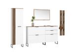 Möbelix , Weiß, Eichefarben , Holzwerkstoff , 264x199.9x35 cm , Garderobe, Garderoben-Set
