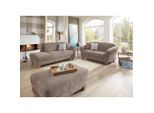 Sit & More , Taupe , Textil , Buche , 194x84x91 cm , Goldenes M, Oeko-Tex® Standard 100, Made in Europe, DGM-Klimapakt , Rücken echt, Armteil rechts ,