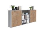 Mid.you , Grau, Eichefarben , Holzwerkstoff , 6 Fächer , 253.2x113.6x33 cm , Made in Germany , erweiterbar, in verschiedenen Größen erhältlich, abschließbar , Büromöbel, Aktenschränke & Aktenregale, Aktenschränke