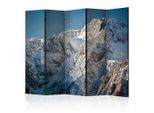 artgeist , Weiß, Pastellblau , Holz, Textil , Kiefer , massiv , Winterlandschaft , 225x172x3 cm , Motiv auf Vorder- und Rückseite , Kleinmöbel, Paravents