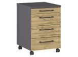 Germania , Graphitfarben, Eichefarben , Holzwerkstoff , 4 Schublade(n) Schubladen , 42x61x49 cm , Beimöbel erhältlich , Büromöbel, Rollcontainer