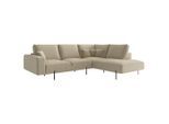 Livetastic , Cappuccino , Textil , Füllung: Daunen, Silikon , Ottomane rechts, L-Form , 280x223 cm , Made in EU , Rücken echt ,