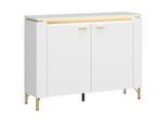 Möbelix , Weiß, Goldfarben, Weiß Hochglanz , Holzwerkstoff , 4 Fächer , 110.4x87.3x40 cm , Kleinmöbel, Kommoden, Sideboards