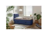 Mid.you , Dunkelblau , Holz, Textil, Holzwerkstoff , H3 , 90x200 cm , Bettkasten, gepolstertes Kopfteil, Stoffauswahl, Topper durchgehend ,