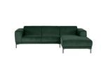 Mid.you , Grün , Textil , Ottomane rechts, L-Form , 262x183 cm , Made in EU , Wohnzimmer, Sofas & Couches, Wohnlandschaften, Ecksofas