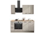 Nobilia , Eichefarben, Sandfarben , Holzwerkstoff , 3 Schublade(n) Schubladen , nur wie online abgebildet bestellbar , 180 cm , Blauer Engel, Pefc, Goldenes M, Made in Germany, DGM-Klimapakt , seitenverkehrt erhältlich, vormontierter Korpus, Anti-Fingerprint , Küche, Küchenblöcke, Küchenzeilen