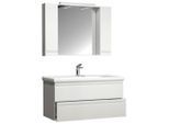Mid.you , Weiß , Glas, Keramik, Holzwerkstoff , 4 Fächer , 2 Schublade(n),2 Schublade(n) Schubladen , 100 cm , hängend, Spiegel mit Ablage ,