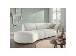 Livetastic , Weiß , Textil , Uni , Ottomane links, organische Form, L-Form , 238x107 cm , Made in EU , Rücken echt, Armteil rechts ,