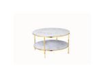 Livetastic , Weiß, Goldfarben , Metall, Glas , Marmoroptik , rund , 80x45x80 cm ,