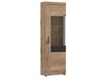 Möbelix , Eichefarben, Dunkelgrau , Holzwerkstoff , 3 Fächer , 58x195x37.4 cm , Kleinmöbel, Vitrinen, Vitrinenschränke