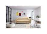 Livetastic , Beige , Textil, Leder , Echtleder , Rindleder , 206x95x101 cm , Made in EU , Rücken echt, Liegefunktion ,