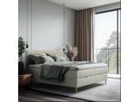 Mid.you , Beige , Holz, Textil, Holzwerkstoff , H3 , 180x200 cm , gepolstertes Kopfteil, Stoffauswahl, in verschiedenen Größen erhältlich, Bettkasten, Box mit integrierter Matratze , Schlafzimmer, Betten, Boxspringbetten