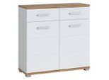 Möbelix , Weiß, Eiche Wotan , Holzwerkstoff , 2 Fächer , 2 Schublade(n) Schubladen , 90x88x33.5 cm ,