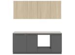 Visiona , Grau, Eichefarben , Holzwerkstoff , 2 Schublade(n) Schubladen , 210 cm , FSC MIX , Zusatzausstattung erhältlich, links aufbaubar, rechts aufbaubar , Küche, Küchenblöcke, Küchenzeilen
