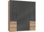 Mid.you , Grau, Eichefarben , Holzwerkstoff , 2 Fächer , 6 Schublade(n) Schubladen , 200x216x58 cm , BQ - Bündnis für Qualität, Made in Germany, DIN EN ISO 9001 , umfangreiches Zubehör erhältlich, in verschiedenen Größen erhältlich, in verschiedenen Holzdekoren erhältlich ,