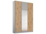 Möbelix , Silberfarben, Hellgrau, Eiche Artisan , Holzwerkstoff , 4 Fächer , 136x229x54 cm , Blauer Engel, Goldenes M, BQ - Bündnis für Qualität, Made in Germany, DIN EN ISO 50001 , umfangreiches Zubehör erhältlich, in verschiedenen Größen erhältlich , Schlafzimmer, Kleiderschränke, Kleiderschränke Alabama