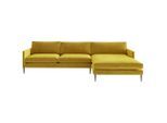 Livetastic , Goldfarben , Textil , Füllung: Daunen, Silikon , Ottomane rechts, L-Form , 277x154 cm , Made in EU , Typenauswahl, Rücken echt , Wohnzimmer, Sofas & Couches, Wohnlandschaften, Ecksofas