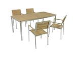 Gardenson , Braun, Silberfarben , Holz, Metall , Teakholz , Hartholz , rechteckig , 90x75x180 cm , Gartenmöbel, Gartenmöbel-Sets, Gartengarnituren