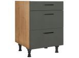 Nobilia , Grün, Eichefarben , Holzwerkstoff , 3 Schublade(n) Schubladen , einzeln stellbar , 60.0x87.0x56.0 cm , Blauer Engel, Pefc, Goldenes M, Made in Germany, DGM-Klimapakt ,